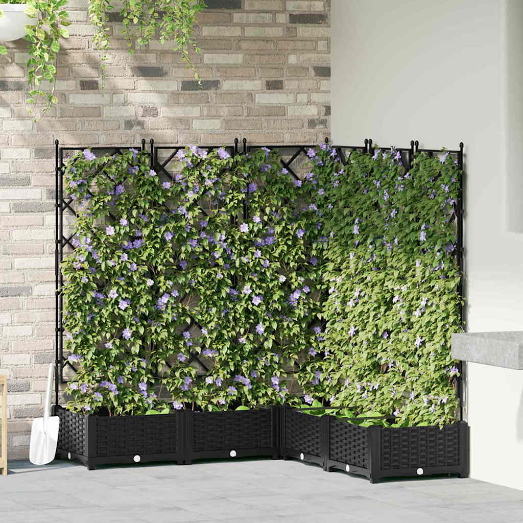 Gartenpflanzer mit Gitter 5 pcs Schwarz 120 x 120 x 125,5 cm PP