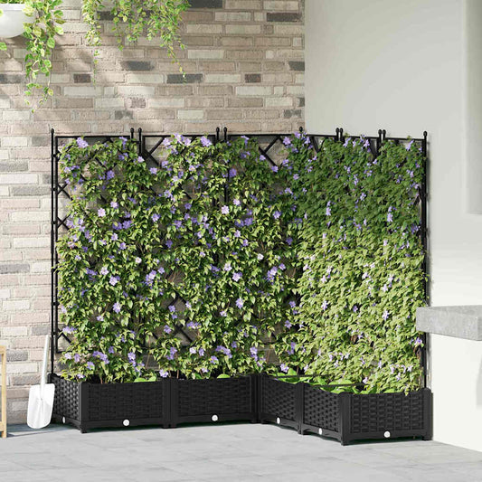 Gartenpflanzer mit Gitter 5 pcs Schwarz 120 x 120 x 125,5 cm PP