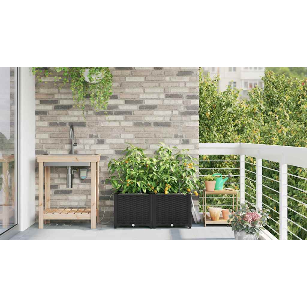 Gartenpflanzer Schwarz 80 x 40 x 37.5 cm Stahl