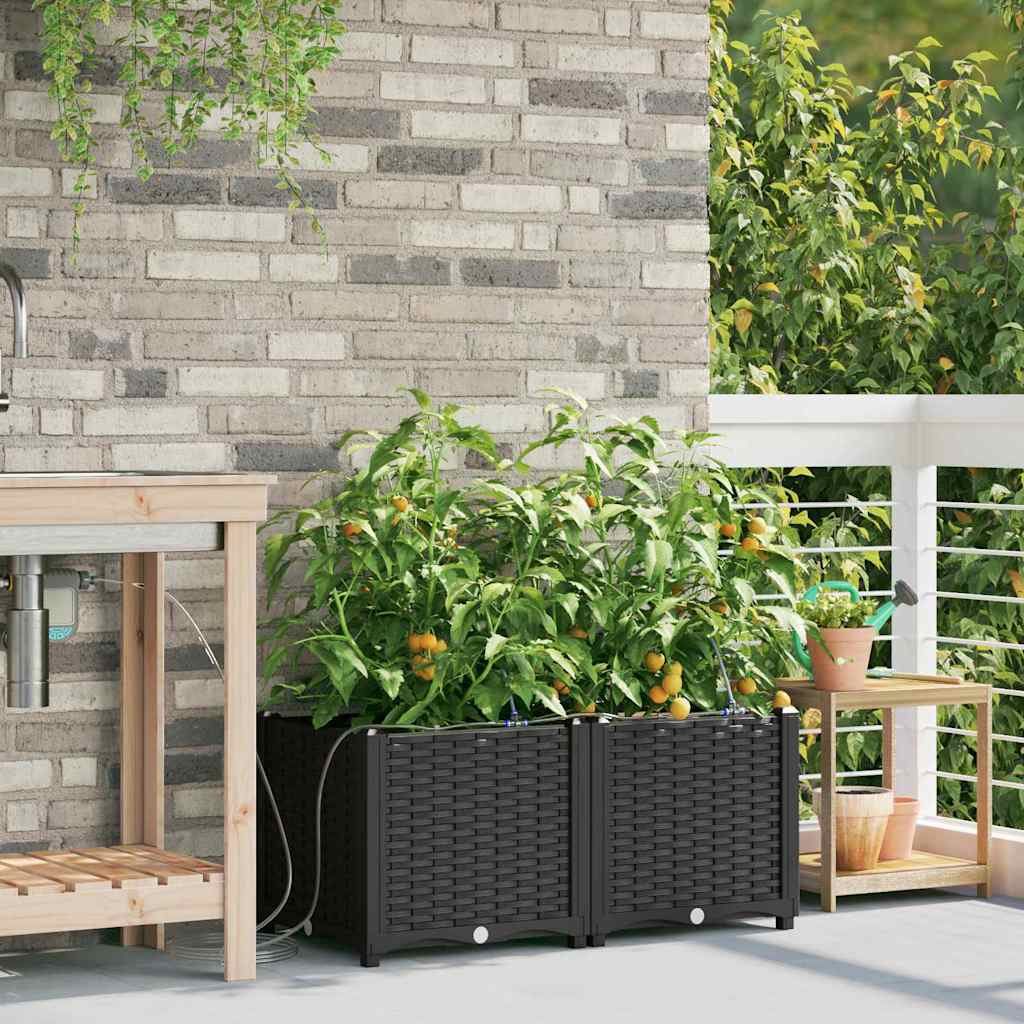 Gartenpflanzer Schwarz 80 x 40 x 37.5 cm Stahl