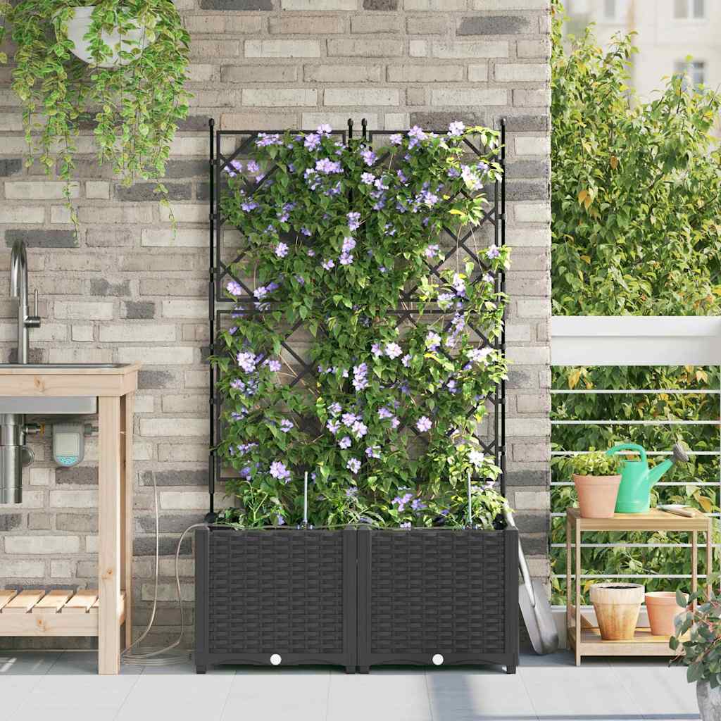Gartenpflanzer Schwarz 80 x 40 x 142 cm Stahl