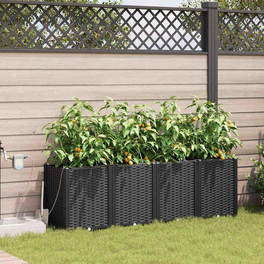Gartenpflanzer Schwarz 160 x 40 x 52 cm Stahl