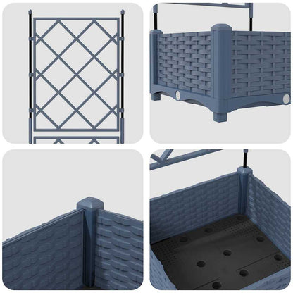Gartenpflanzer mit Gitter Grau 40 x 40 x 125,5 cm PP