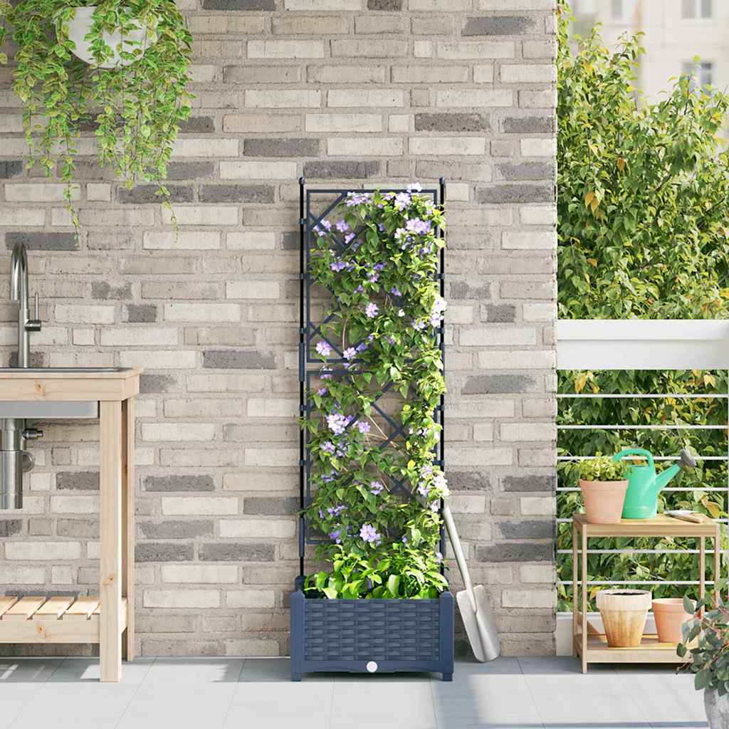 Gartenpflanzer mit Gitter Grau 40 x 40 x 125,5 cm PP