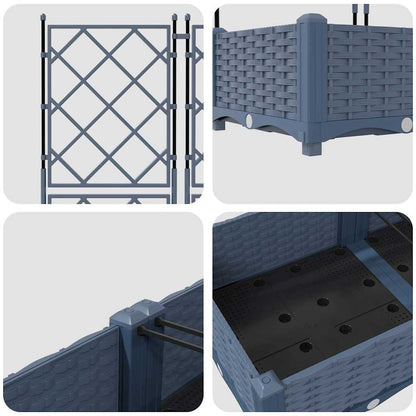 Gartenpflanzer mit Gitter Grau 80 x 40 x 125,5 cm PP