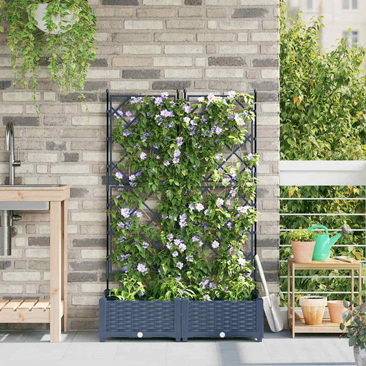 Gartenpflanzer mit Gitter Grau 80 x 40 x 125,5 cm PP