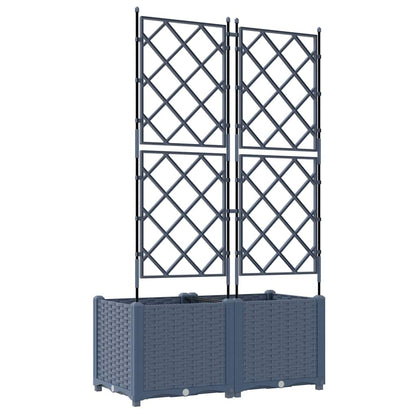 Gartenpflanzer mit Gitter 2 pcs Grau 80 x 40 x 143 cm PP