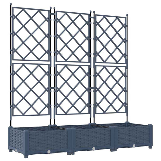 Gartenpflanzer mit Gitter 3 pcs Grau 120 x 40 x 125,5 cm PP