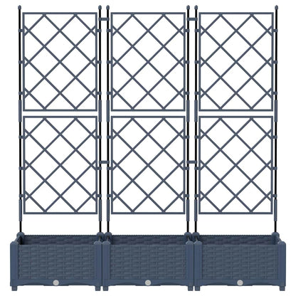 Gartenpflanzer mit Gitter 3 pcs Grau 120 x 40 x 125,5 cm PP