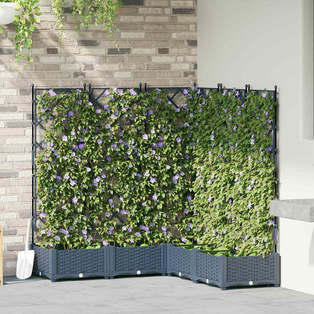 Gartenpflanzer mit Gitter 5 pcs Grau 120 x 120 x 125,5 cm PP