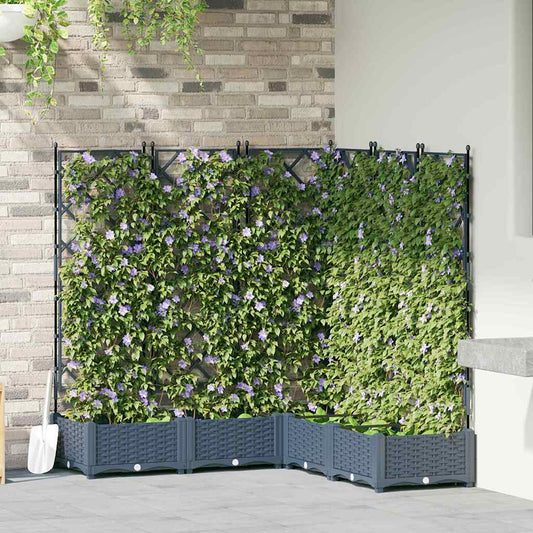 Gartenpflanzer mit Gitter 5 pcs Grau 120 x 120 x 125,5 cm PP