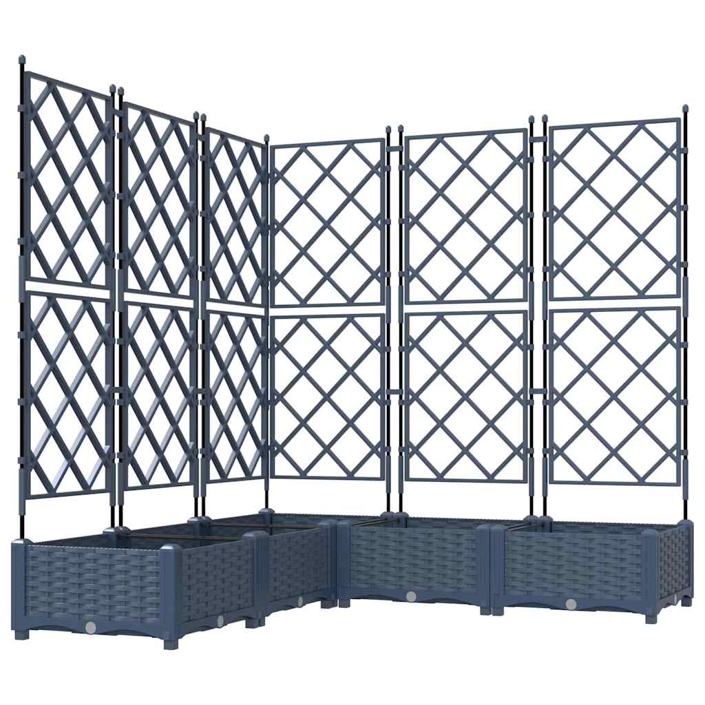 Gartenpflanzer mit Gitter 5 pcs Grau 120 x 120 x 125,5 cm PP