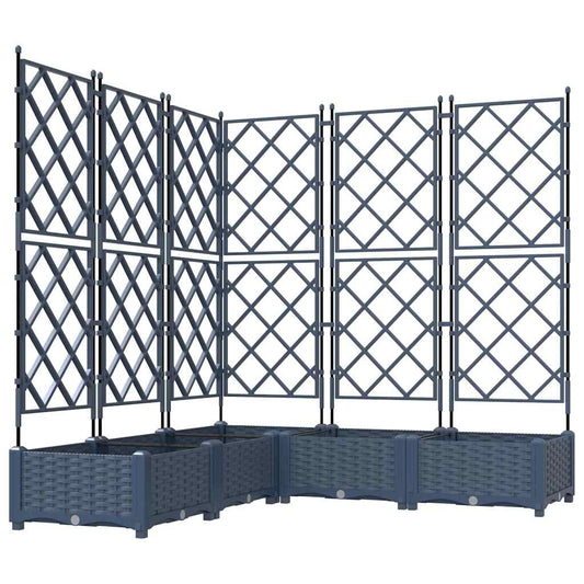 Gartenpflanzer mit Gitter 5 pcs Grau 120 x 120 x 125,5 cm PP