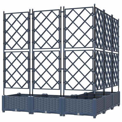 Gartenpflanzer mit Gitter 5 pcs Grau 120 x 120 x 125,5 cm PP