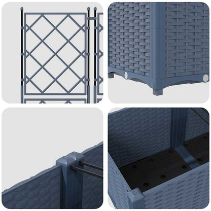 Gartenpflanzer mit Gitter 5 pcs Grau 120 x 120 x 143 cm PP