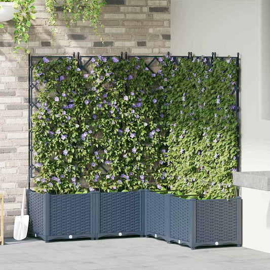 Gartenpflanzer mit Gitter 5 pcs Grau 120 x 120 x 143 cm PP