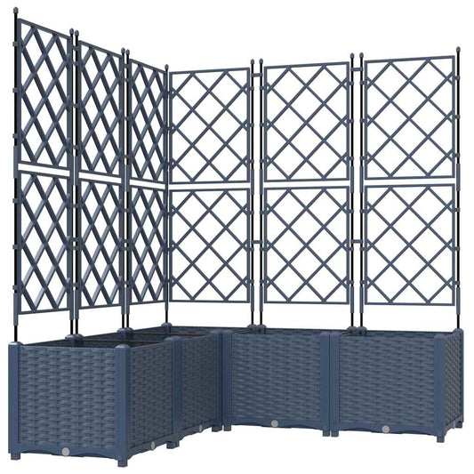 Gartenpflanzer mit Gitter 5 pcs Grau 120 x 120 x 143 cm PP