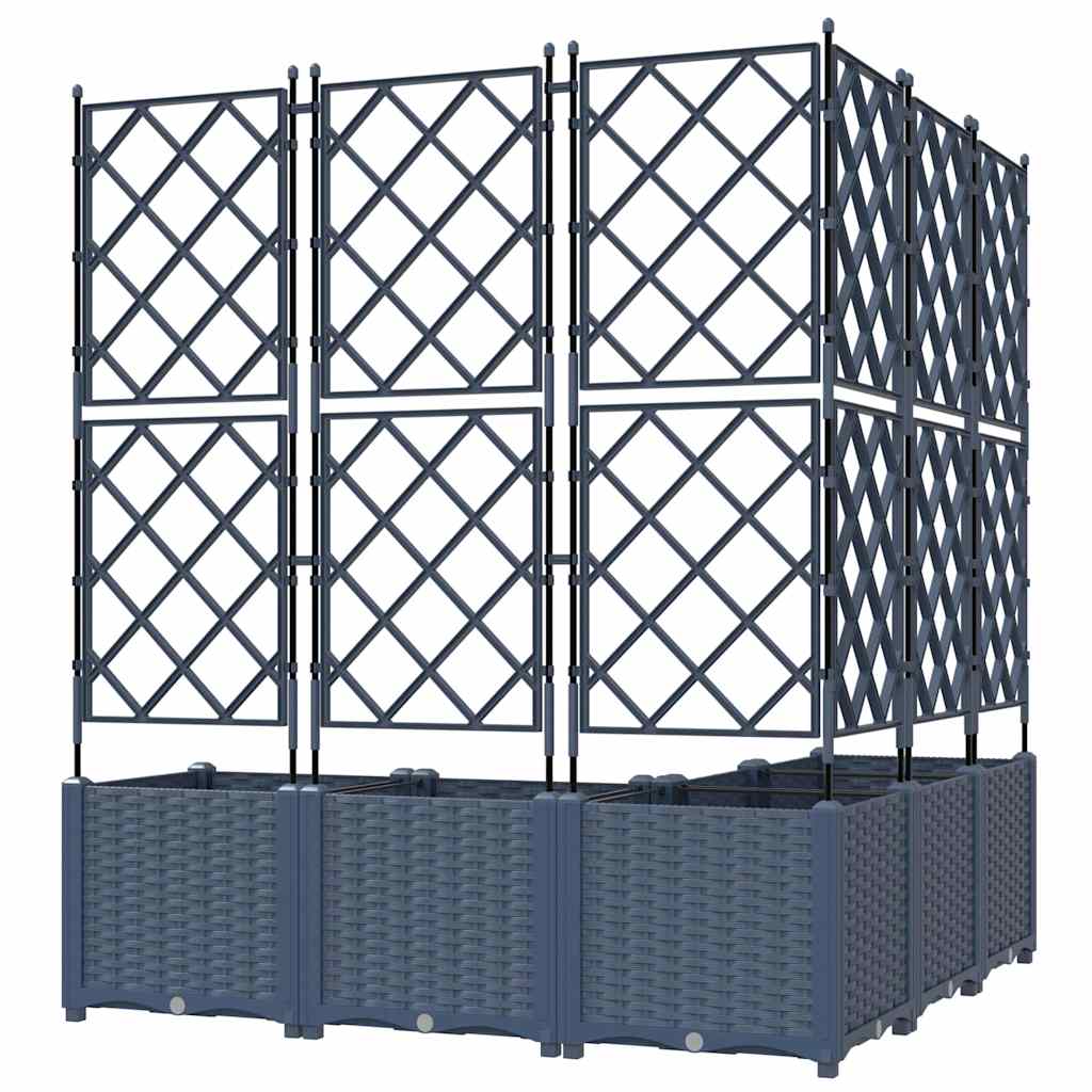 Gartenpflanzer mit Gitter 5 pcs Grau 120 x 120 x 143 cm PP