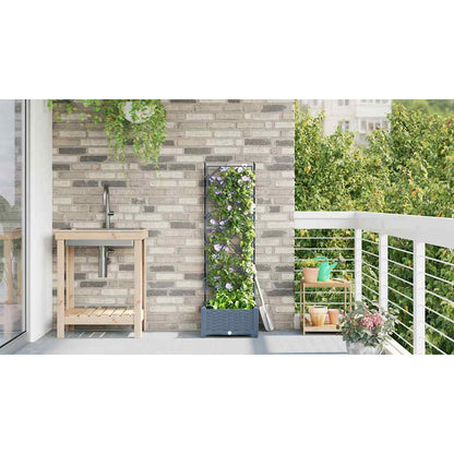 Gartenpflanzer mit Gitter Hellgrau 40 x 40 x 125,5 cm PP