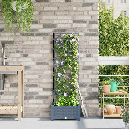 Gartenpflanzer mit Gitter Hellgrau 40 x 40 x 125,5 cm PP