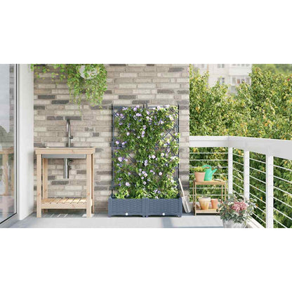 Gartenpflanzer mit Gitter Hellgrau 80 x 40 x 125,5 cm PP