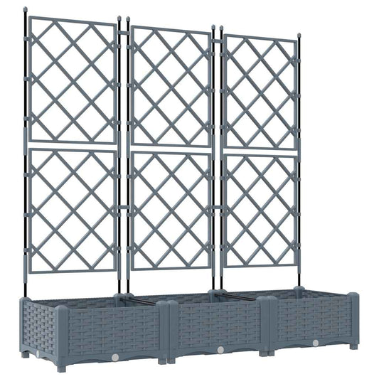 Gartenpflanzer mit Gitter 3 pcs Hellgrau 120 x 40 x 125,5 cm PP