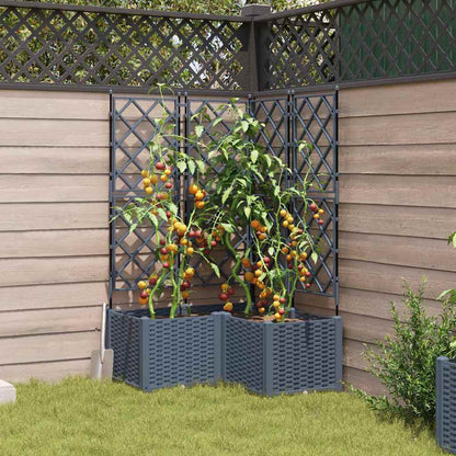 Gartenpflanzer mit Gitter 3 pcs Hellgrau 80 x 80 x 143 cm PP