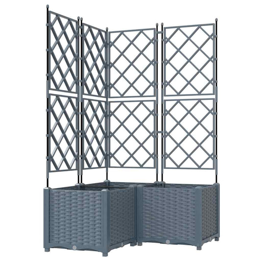 Gartenpflanzer mit Gitter 3 pcs Hellgrau 80 x 80 x 143 cm PP