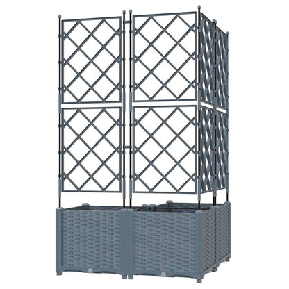 Gartenpflanzer mit Gitter 3 pcs Hellgrau 80 x 80 x 143 cm PP