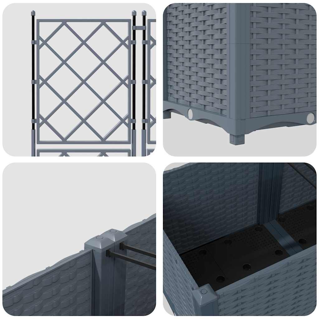 Gartenpflanzer mit Gitter 5 pcs Hellgrau 120 x 120 x 143 cm PP