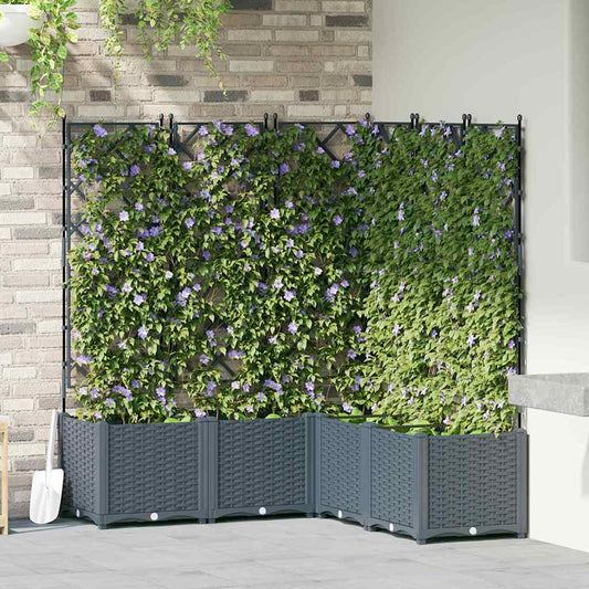 Gartenpflanzer mit Gitter 5 pcs Hellgrau 120 x 120 x 143 cm PP