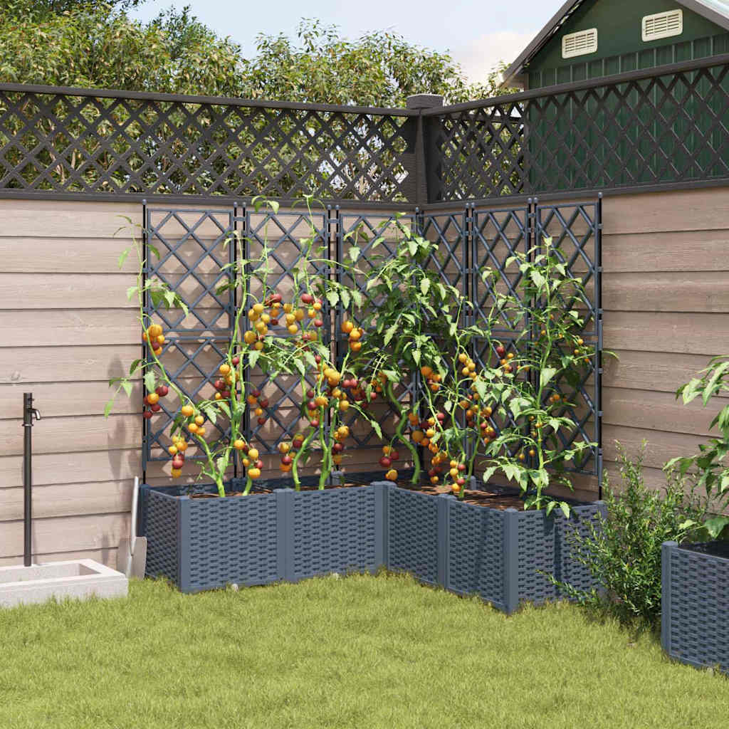 Gartenpflanzer mit Gitter 5 pcs Hellgrau 120 x 120 x 143 cm PP