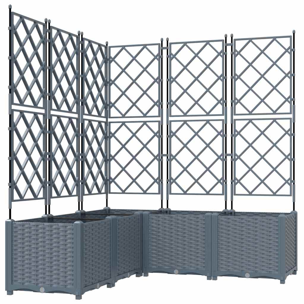 Gartenpflanzer mit Gitter 5 pcs Hellgrau 120 x 120 x 143 cm PP