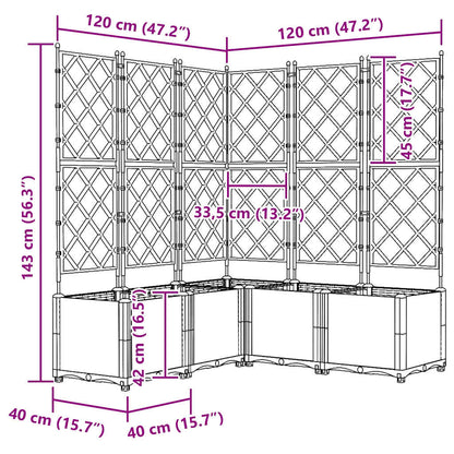 Gartenpflanzer mit Gitter 5 pcs Hellgrau 120 x 120 x 143 cm PP