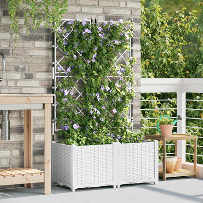 Gartenpflanzer mit Gitter 2 pcs Weiß 80 x 40 x 143 cm PP