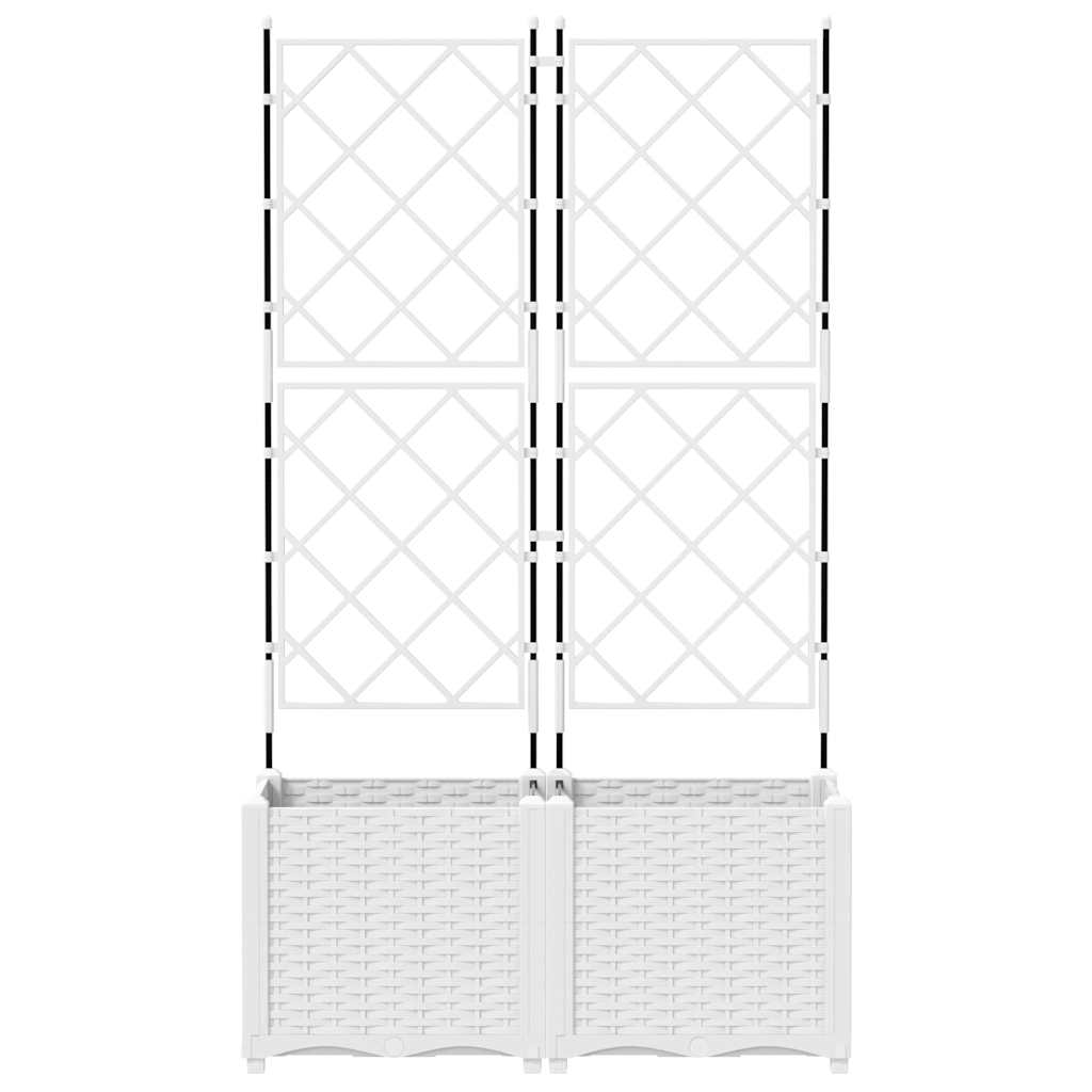 Gartenpflanzer mit Gitter 2 pcs Weiß 80 x 40 x 143 cm PP