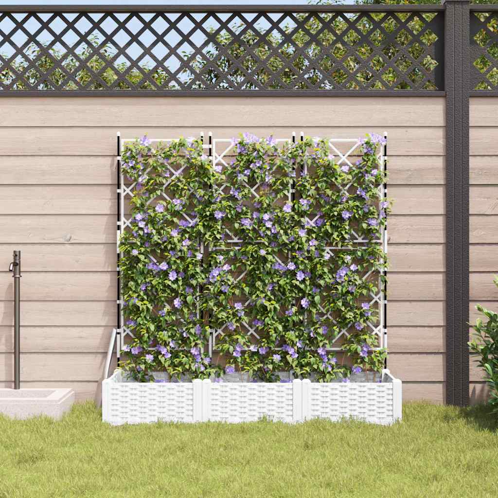 Gartenpflanzer mit Gitter 3 pcs Weiß 120 x 40 x 125,5 cm PP