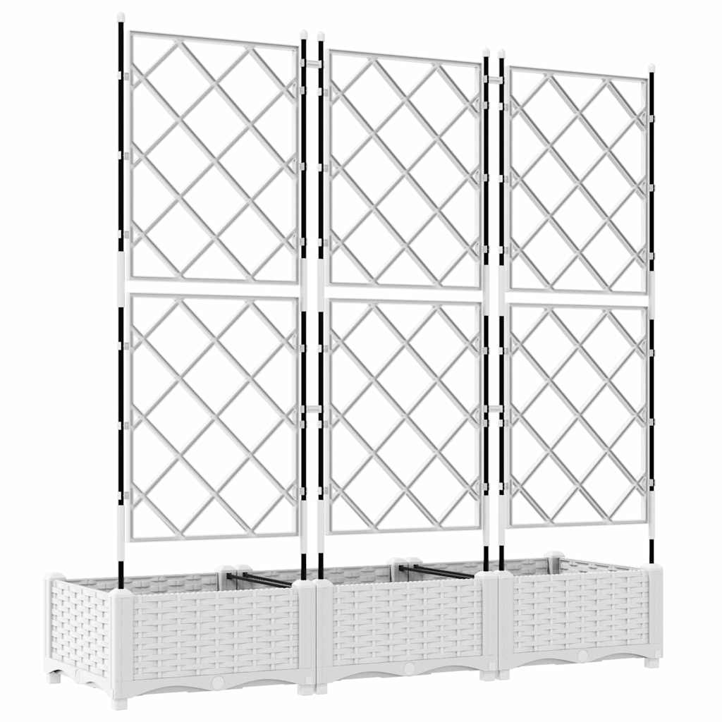 Gartenpflanzer mit Gitter 3 pcs Weiß 120 x 40 x 125,5 cm PP