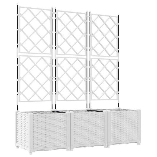 Gartenpflanzer mit Gitter 3 pcs Weiß 120 x 40 x 143 cm PP