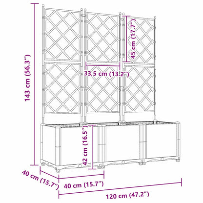 Gartenpflanzer mit Gitter 3 pcs Weiß 120 x 40 x 143 cm PP
