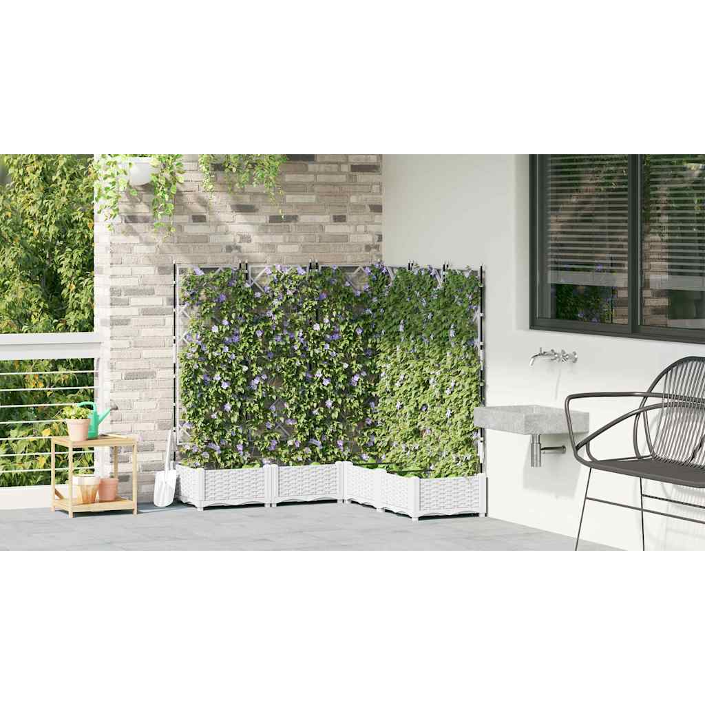 Gartenpflanzer mit Gitter 5 pcs Weiß 120 x 120 x 125,5 cm PP