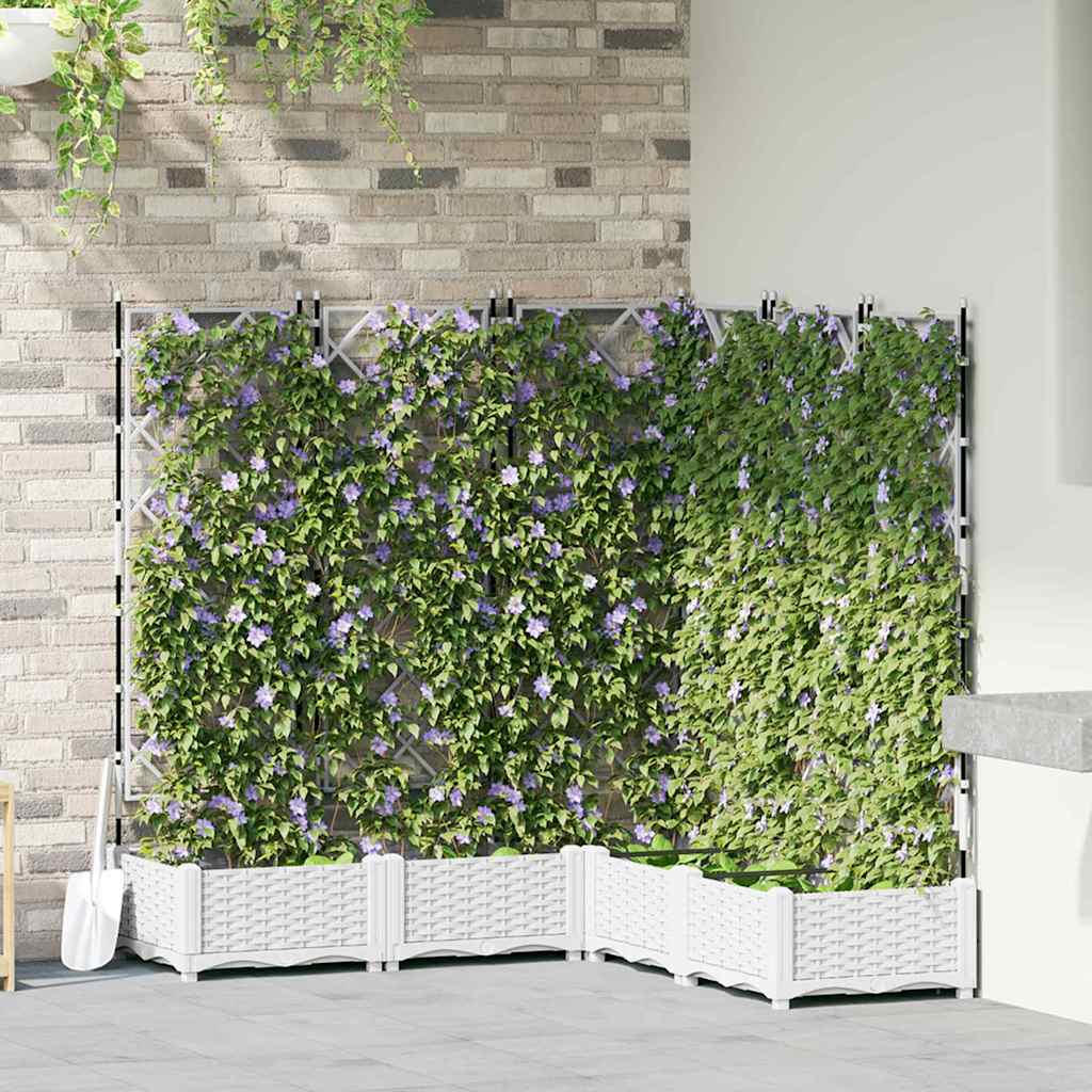 Gartenpflanzer mit Gitter 5 pcs Weiß 120 x 120 x 125,5 cm PP