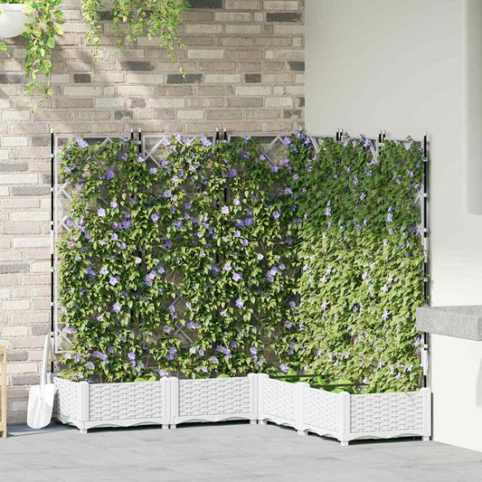 Gartenpflanzer mit Gitter 5 pcs Weiß 120 x 120 x 125,5 cm PP
