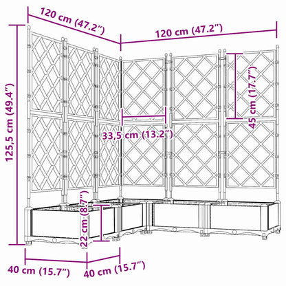Gartenpflanzer mit Gitter 5 pcs Weiß 120 x 120 x 125,5 cm PP