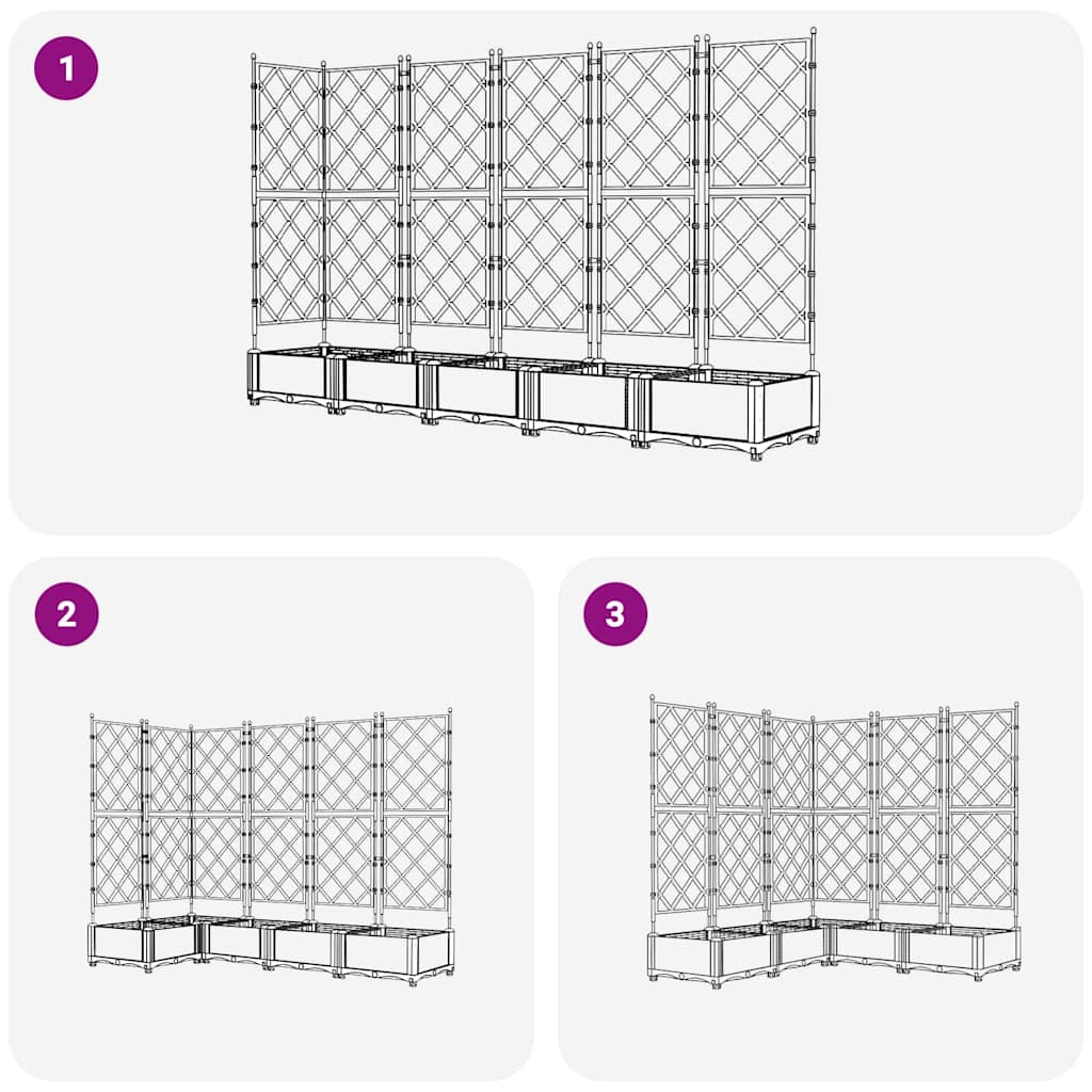 Gartenpflanzer mit Gitter 5 pcs Weiß 120 x 120 x 125,5 cm PP