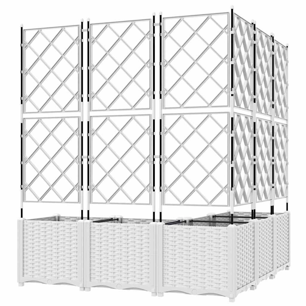 Gartenpflanzer mit Gitter 5 pcs Weiß 120 x 120 x 143 cm PP