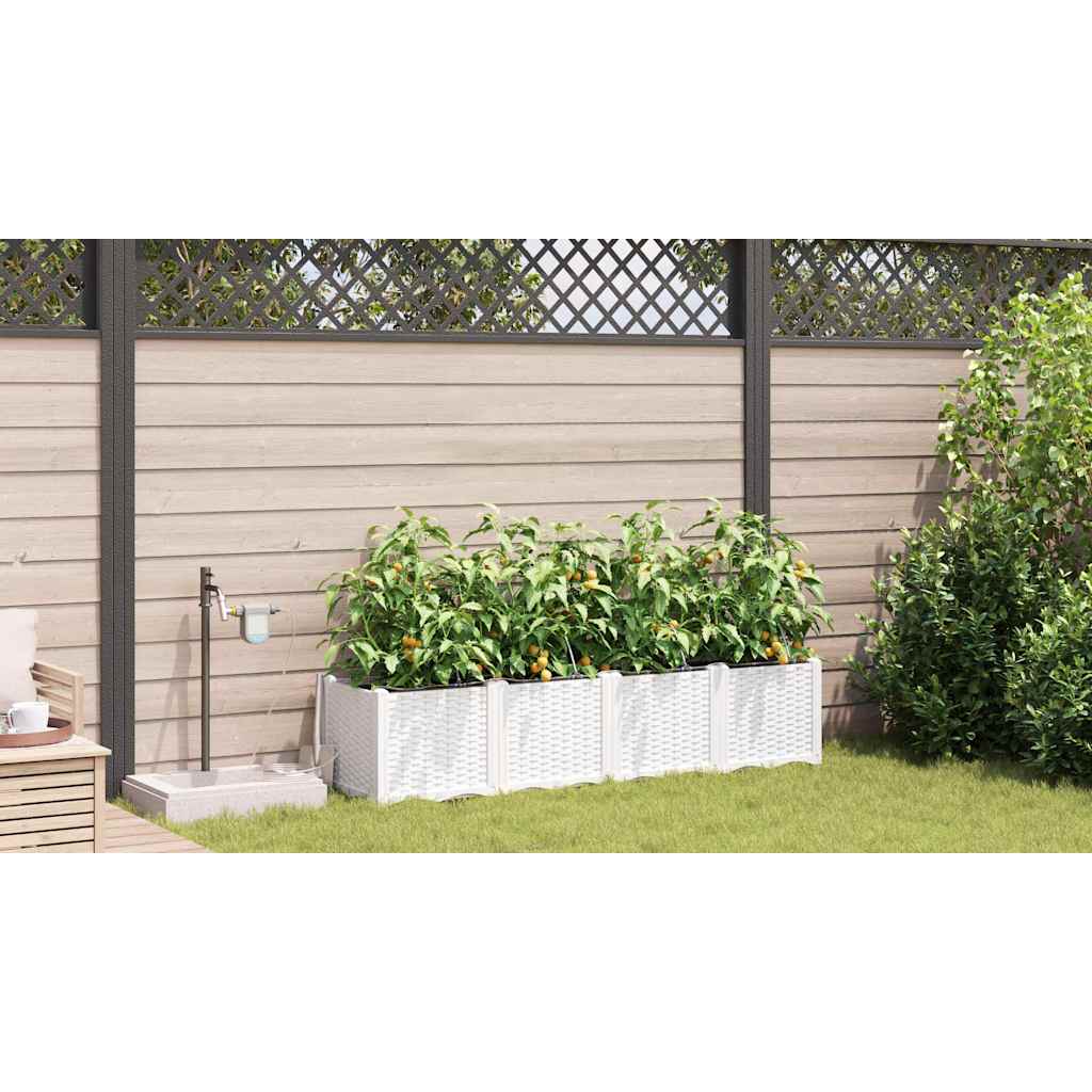 Gartenpflanzer Weiß 160 x 40 x 37.5 cm Stahl