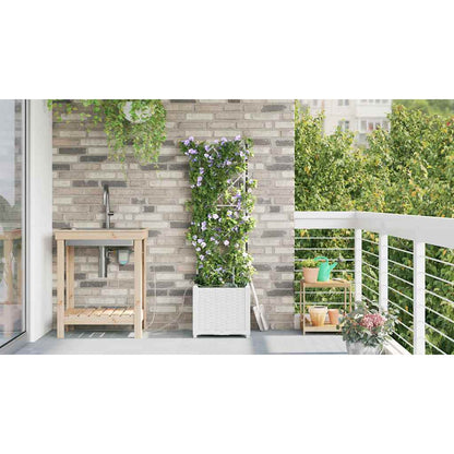 Gartenpflanzer Weiß 40 x 40 x 142 cm Stahl