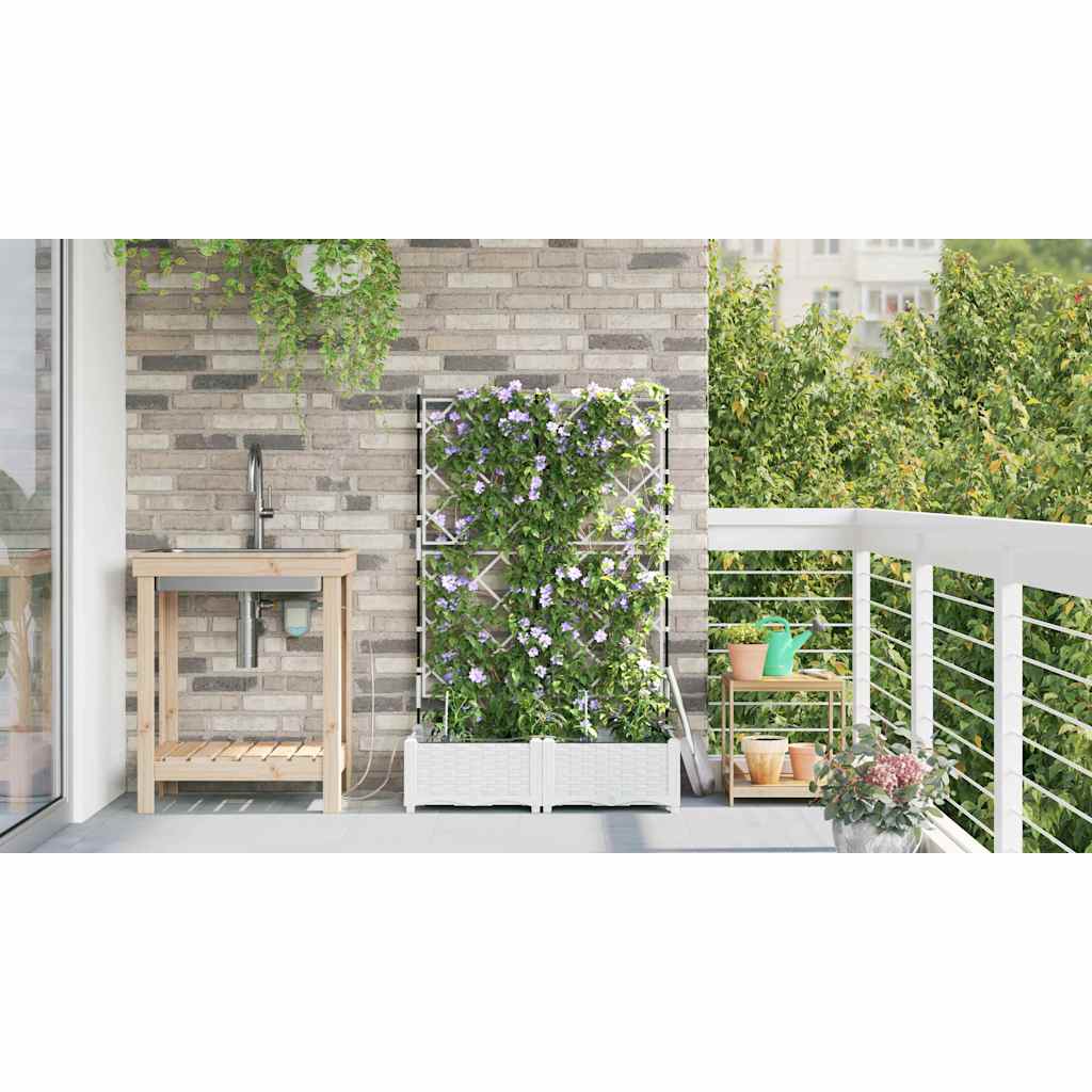 Gartenpflanzer Weiß 80 x 40 x 126 cm Stahl