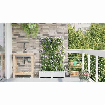 Gartenpflanzer Weiß 80 x 40 x 126 cm Stahl